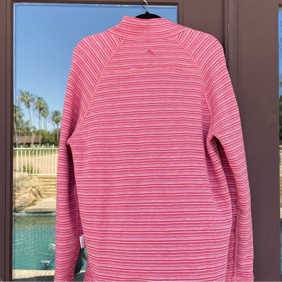 Tommy Bahama Reversible 1/4-Zip Salmon Pink/Pink Stripe Pullover M - Picture 11 of 14